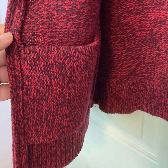 L.L. Bean 100% Lambswool Full Double Zip Knit Cardigan Sweater Size S Red Winter - Picture 12 of 13